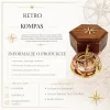 Busolă Giftdeco NC126, alamă, metal și lemn, 14,5 x 12 x 6,3 cm, stil retro, vintage, nautic