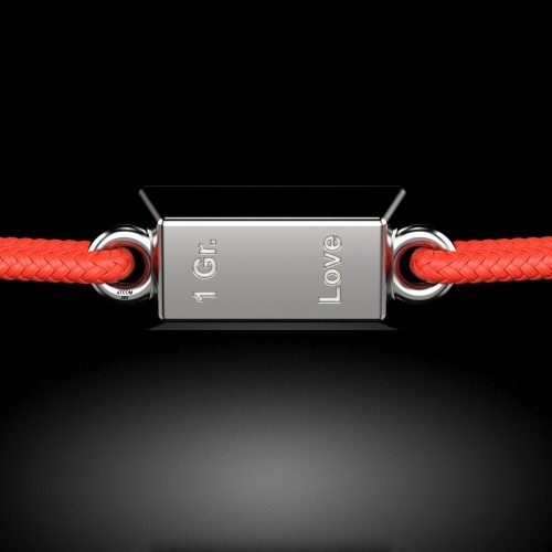 Bratara din argint cu snur rosu model 1 Gram Love