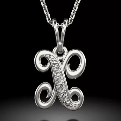 Colier din argint cu pandantiv Initiala X