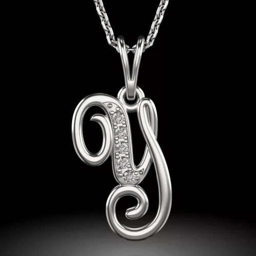 Colier din argint cu pandantiv Initiala Y