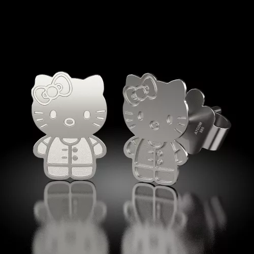 Cercei din argint model Hello Kitty