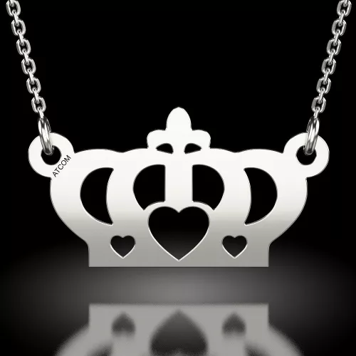 Lantisor cu pandantiv din argint model Coronita cu inimioara