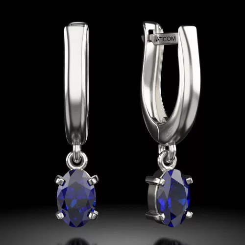 Cercei din argint cu cristale Sapphire model 42