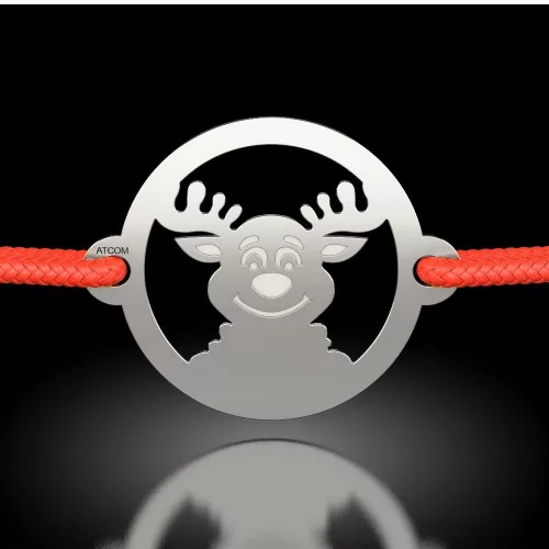 Bratara din argint cu snur model Renul nazdravan