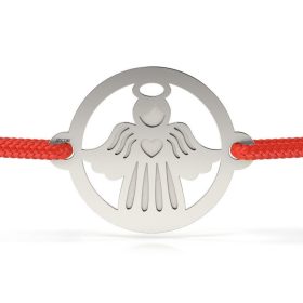 Bratara din argint cu snur rosu model Ingerul Craciunului