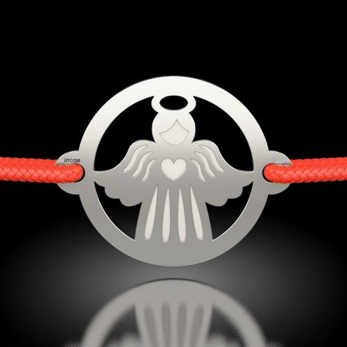 Bratara din argint cu snur rosu model Ingerul Craciunului