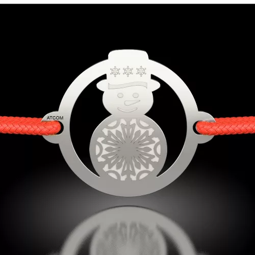 Bratara din argint cu snur model Om de zapada Palarioara