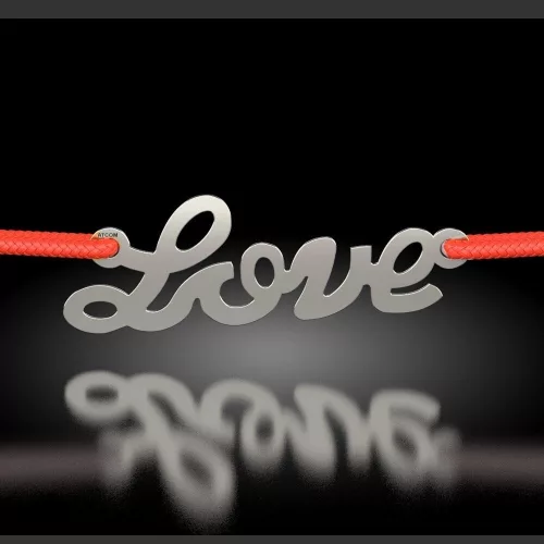 Bratara din argint cu snur rosu model True Love