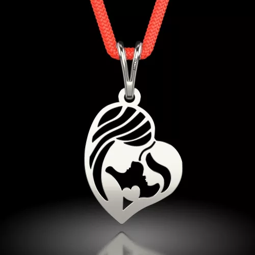 Pandantiv din argint cu snur model Mama si Fiica