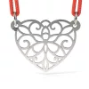 Pandantiv din argint cu snur model Inima dantelata
