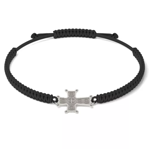 Bratara din argint cu snur impletit model Ortodox 05