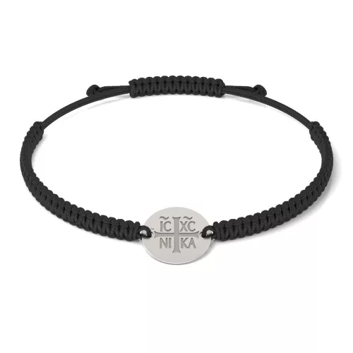 Bratara din argint cu snur impletit model Ortodox 15