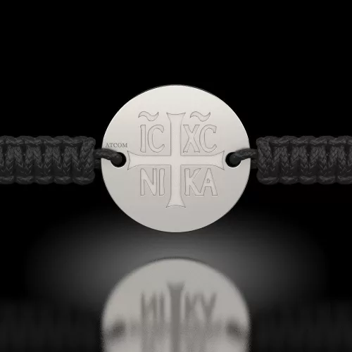 Bratara din argint cu snur impletit model Ortodox 15