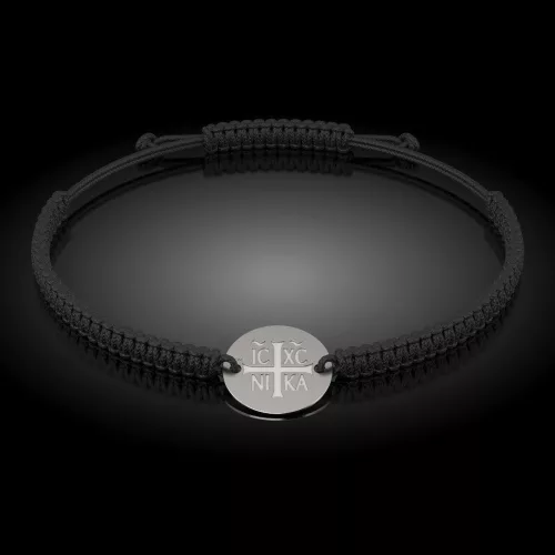 Bratara din argint cu snur impletit model Ortodox 15