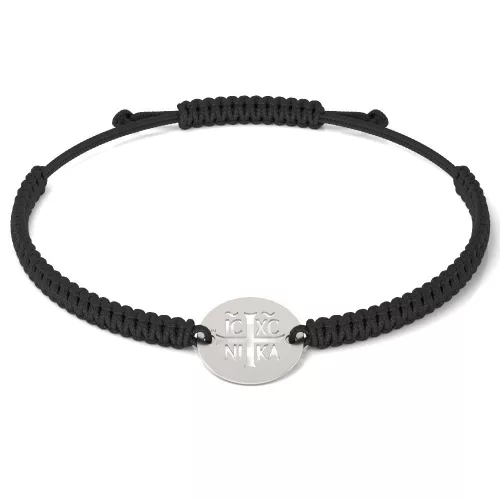 Bratara din argint cu snur model Ortodox 14