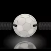 Bratara din argint cu snur negru model Minge de Fotbal