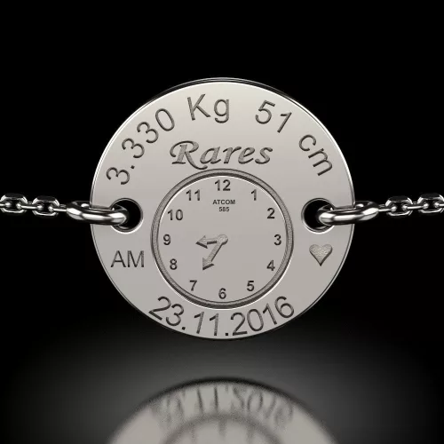 Bratara cu lantisor din argint model Birthday Clock