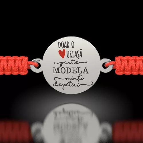 Bratara din argint cu snur model Doar o inima