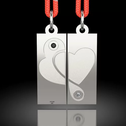 Pandantiv din argint cu snur model Love of Hearts