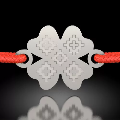 Bratara din argint cu snur model Trifoi traditional