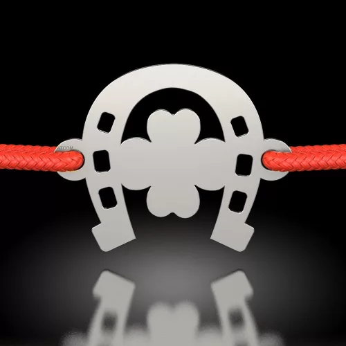 Bratara din argint cu snur model Potcoava cu trifoi