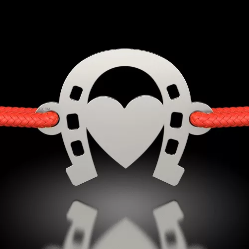 Bratara din argint cu snur model Potcoava cu inima