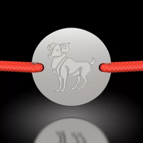 Bratara din argint cu snur rosu model Berbec