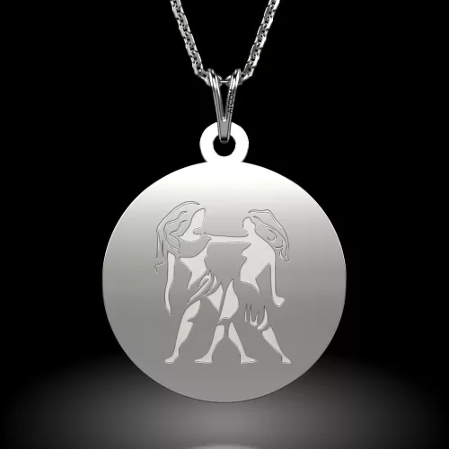 Lantisor cu pandantiv din argint model Gemeni