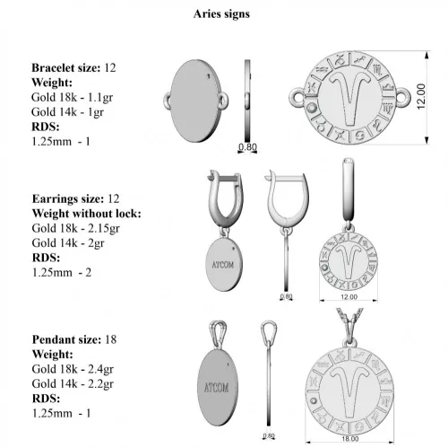 Pandantiv din argint cu snur model Aries
