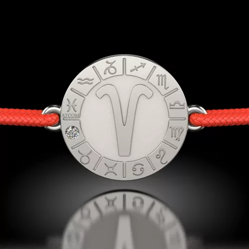 Bratara din argint cu snur rosu model Aries