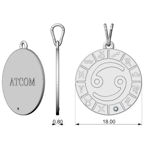 Lantisor cu pandantiv din argint model Cancer