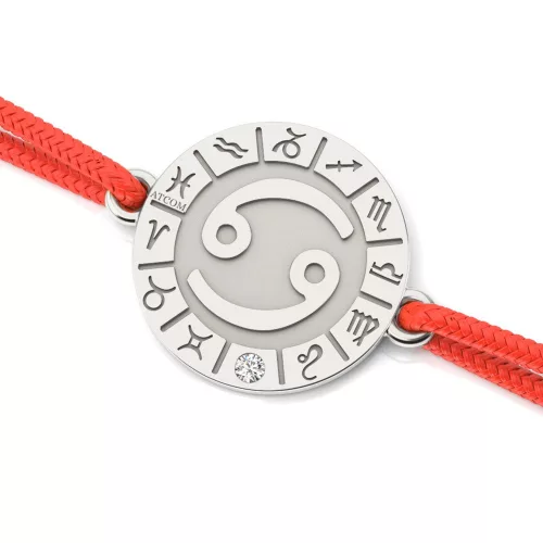 Bratara din argint cu snur rosu model Cancer