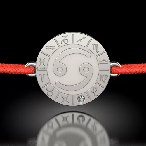 Bratara din argint cu snur rosu model Cancer