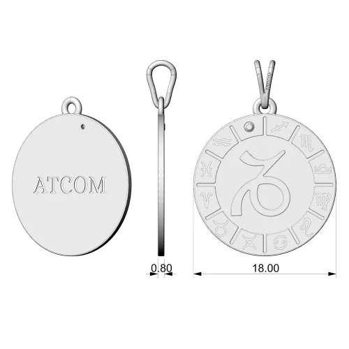 Lantisor cu pandantiv din argint model Capricornus