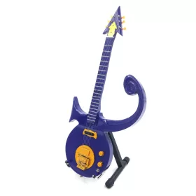   Miniatură chitara Indomini MGT-2349, in Prince style, lemn de mahon și plastic, înălțime 24,5 cm