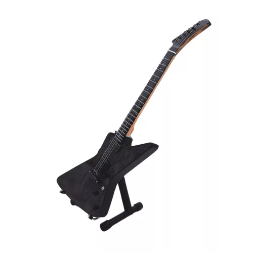 Miniatură chitara Indomini MGT-8860, Inspired by Metallica James Hetfieldeld, lemn de mahon și metal, înălțime 27,5 cm, lățime 9 cm
