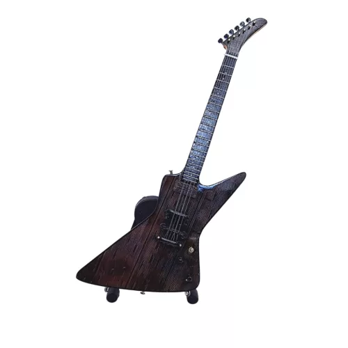 Miniatură chitara Indomini MGT-8860, Inspired by Metallica James Hetfieldeld, lemn de mahon și metal, înălțime 27,5 cm, lățime 9 cm